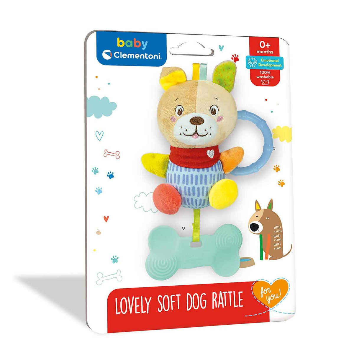 Baby Clementoni For You Βρεφική Κουδουνίστρα Μαλακό Σκυλάκι Για 0+ Μηνών 1000-17785