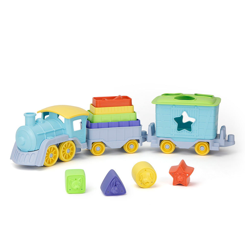 Green Toys: Τρενάκι Δραστηριοτήτων με Κύπελλα & Σχήματα TNSS-1460 Για 6+ Μηνών