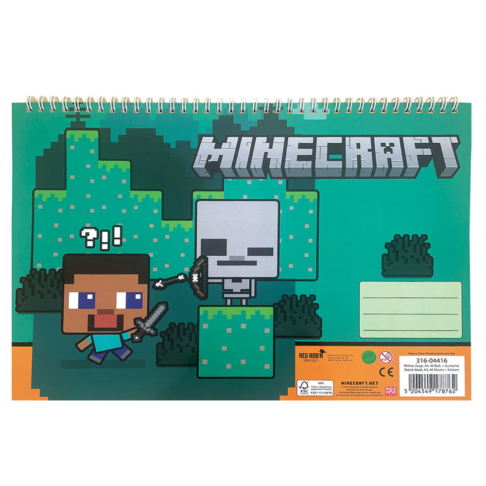 Μπλoκ Ζωγραφικής Α4 40Φ +Αυτοκόλλητα Minecraft 316-04416