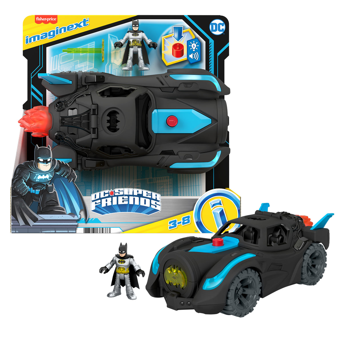 Imaginext™ DC Super Friends™ Batmobile™ 30cm με Φώτα & Ήχους HGX96