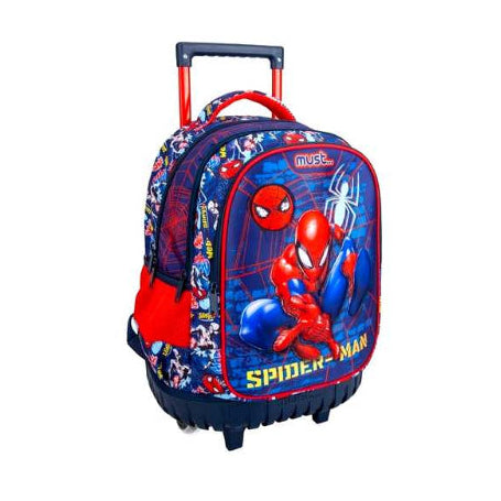 Must Spiderman Σχολική Τσάντα Τρόλεϊ Δημοτικού με Θήκη για Παγούρι 000508339